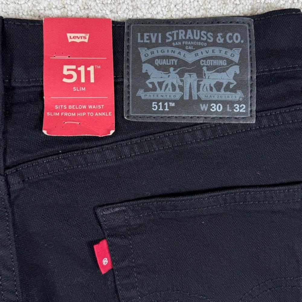 Levi's 511 Mens 30x32 Black Slim Fit Stretch Denim Jeans